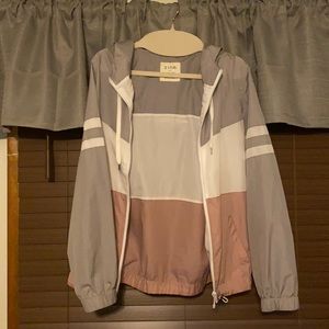 Grey, White, and Pink ZINE windbreaker